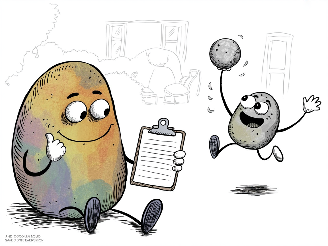 Parent stone character reviewing activity log while child plays—homeschool physical education tracking