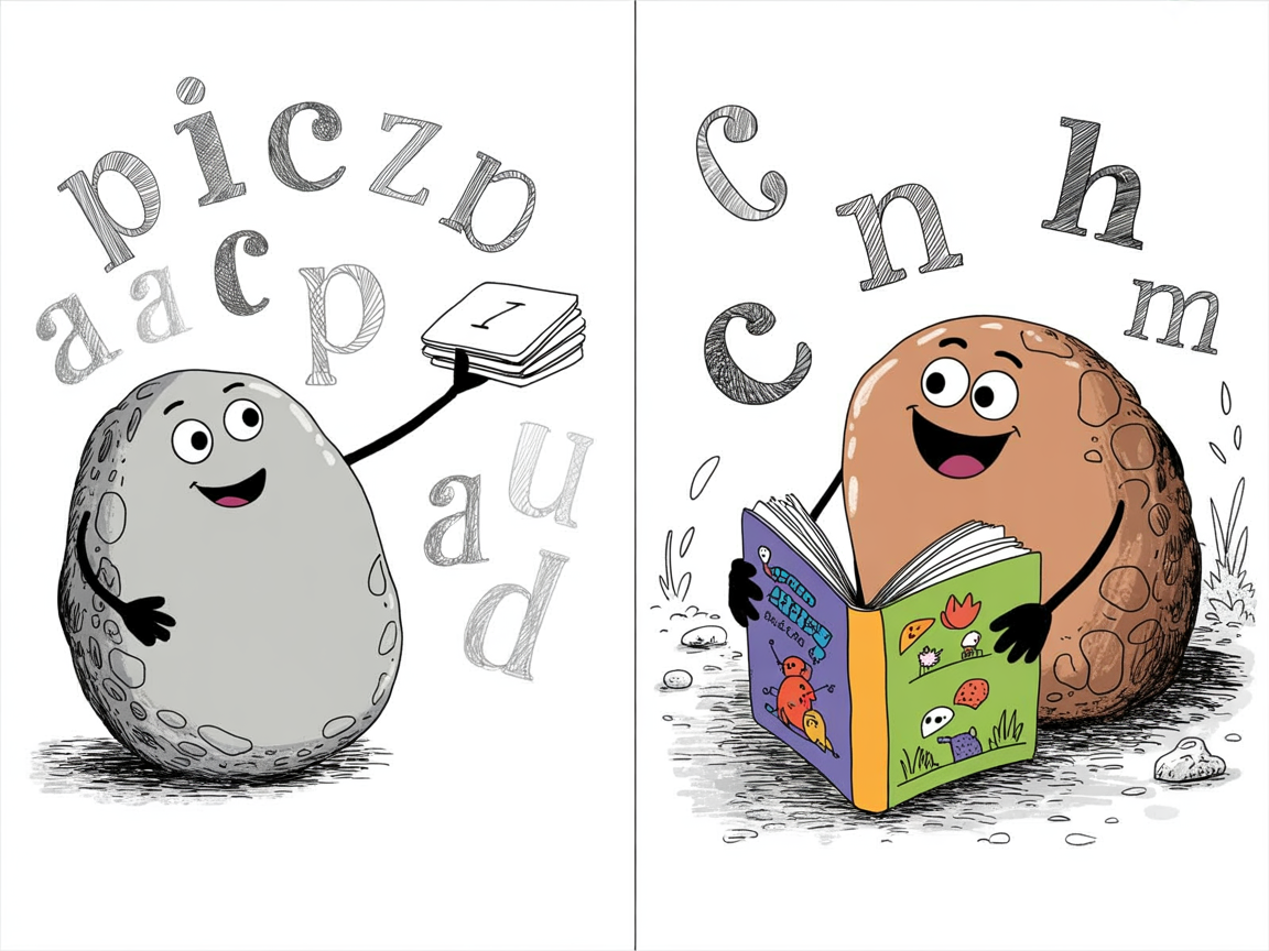 Comparison of phonics and literature-based homeschool reading program approaches with stone characters