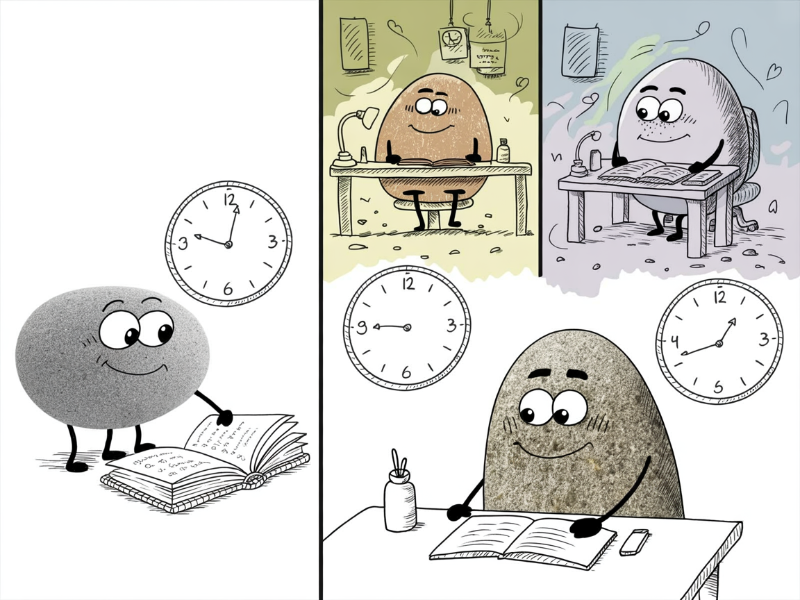 Homeschool schedule template: time allocation by grade level with stone characters