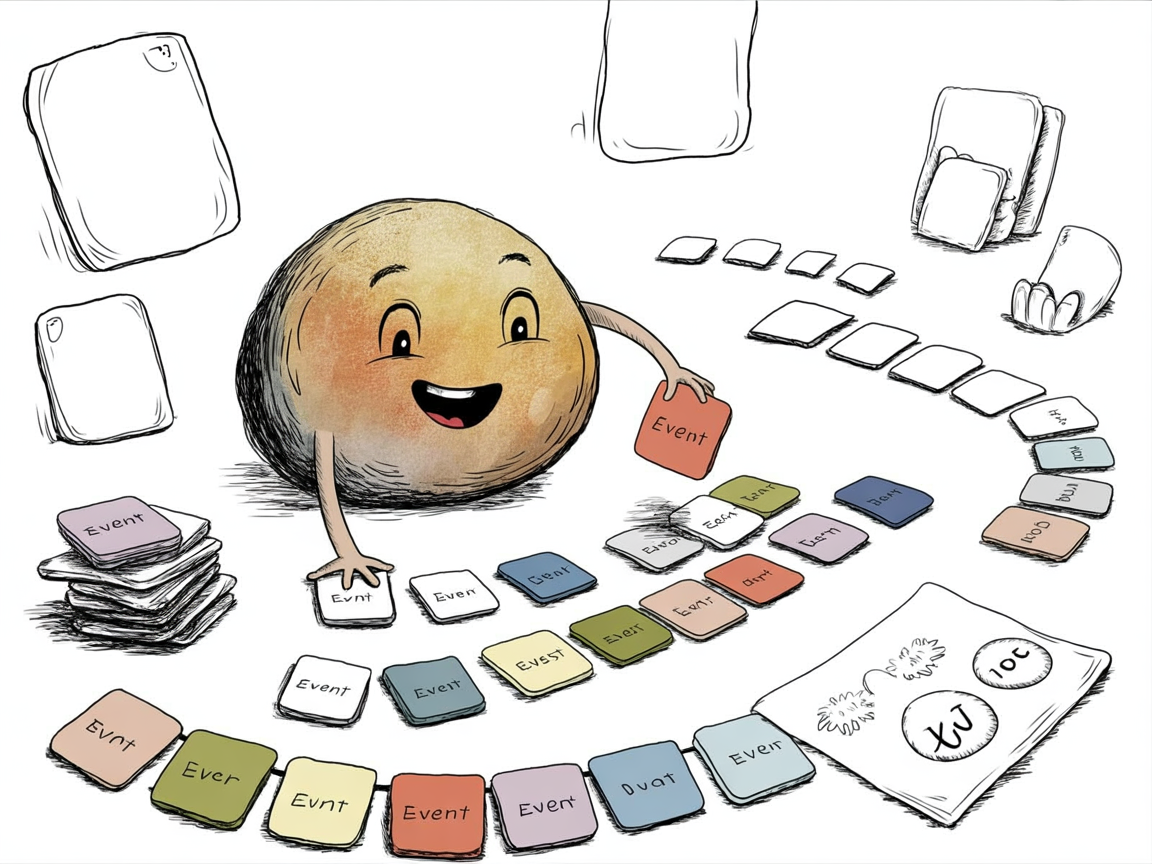 Hands arranging colorful event cards on history timeline template during homeschool planning