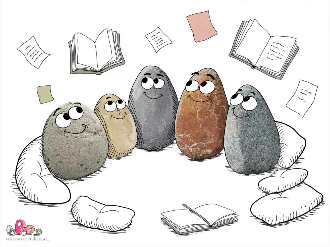 Diverse stone characters in cozy homeschool book club discussion questions setting