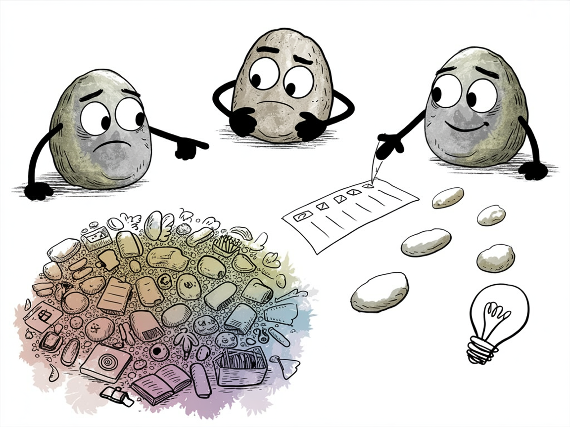 Stone characters showing problem-solving for common homeschool unit study mistakes