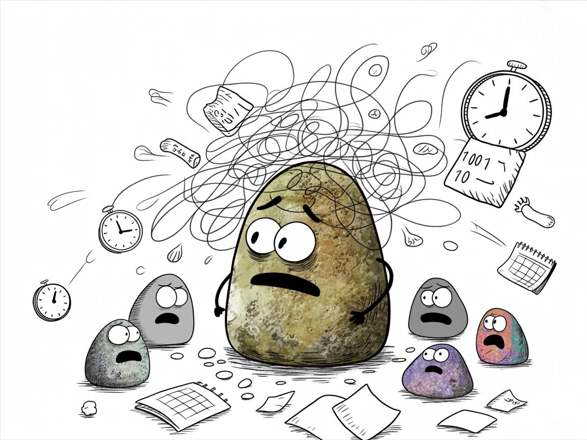 Stone characters struggling with rigid homeschool daily schedule planning