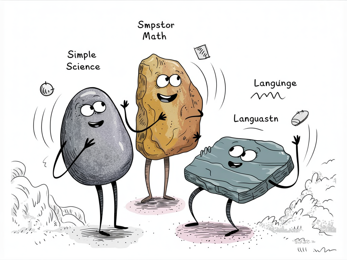 Stone characters exploring different learning areas for kindergarten homeschool curriculum planning