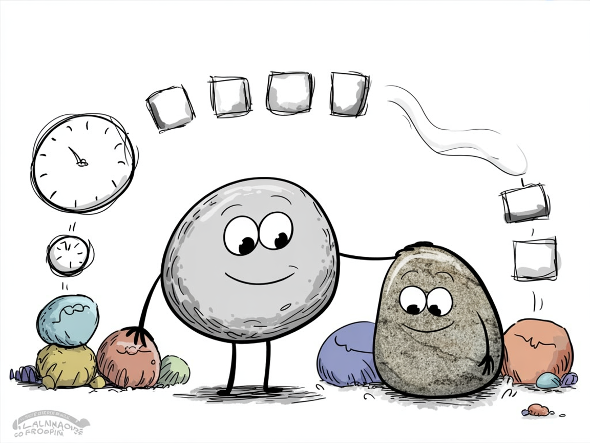 Stone characters planning a realistic daily schedule for kindergarten homeschool curriculum