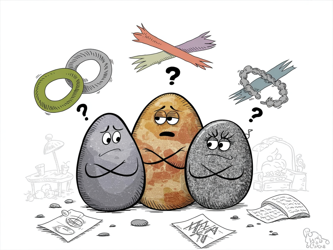 Stone characters questioning ineffective screen time management rules and strategies