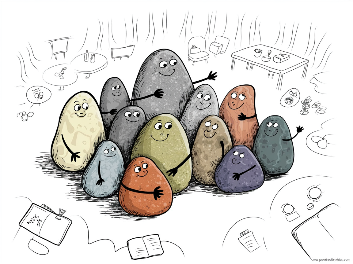 Stone characters gathering to start a new group homeschooling program together