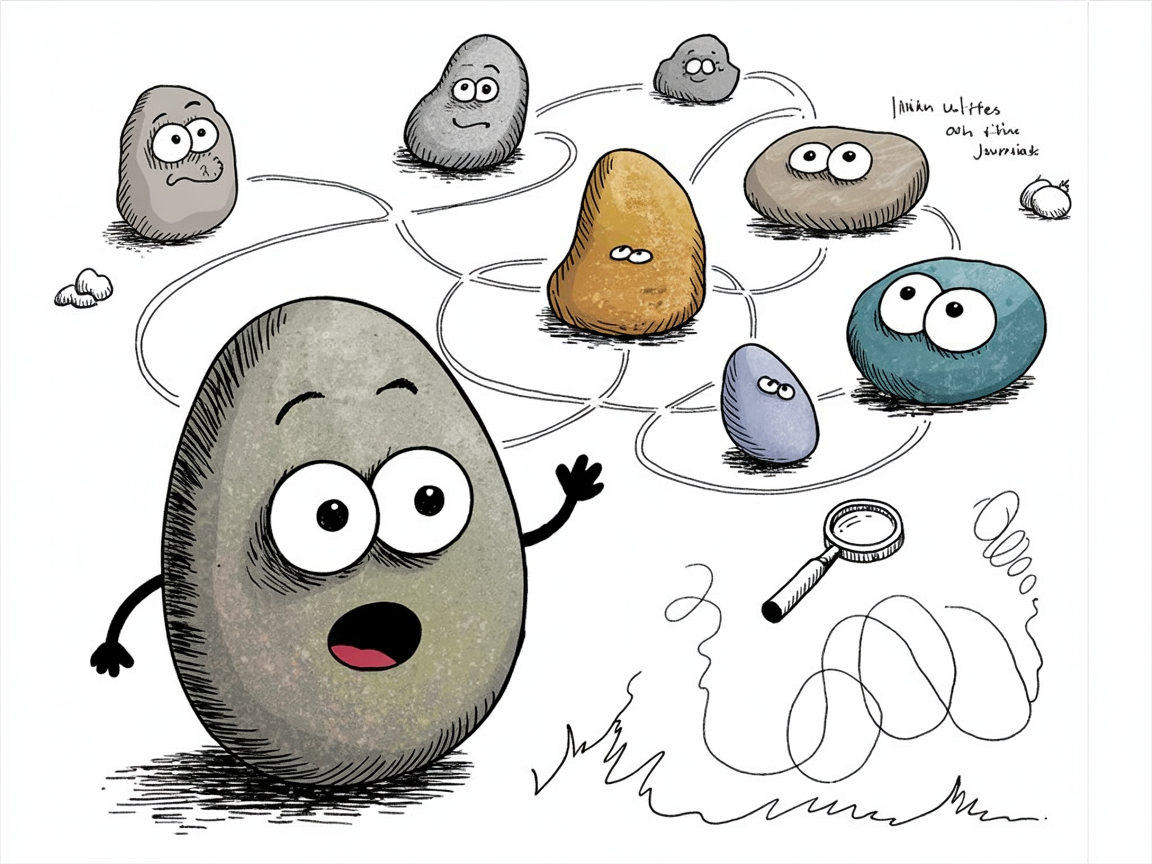 Stone characters connected together showing how homeschool unit studies link multiple subjects