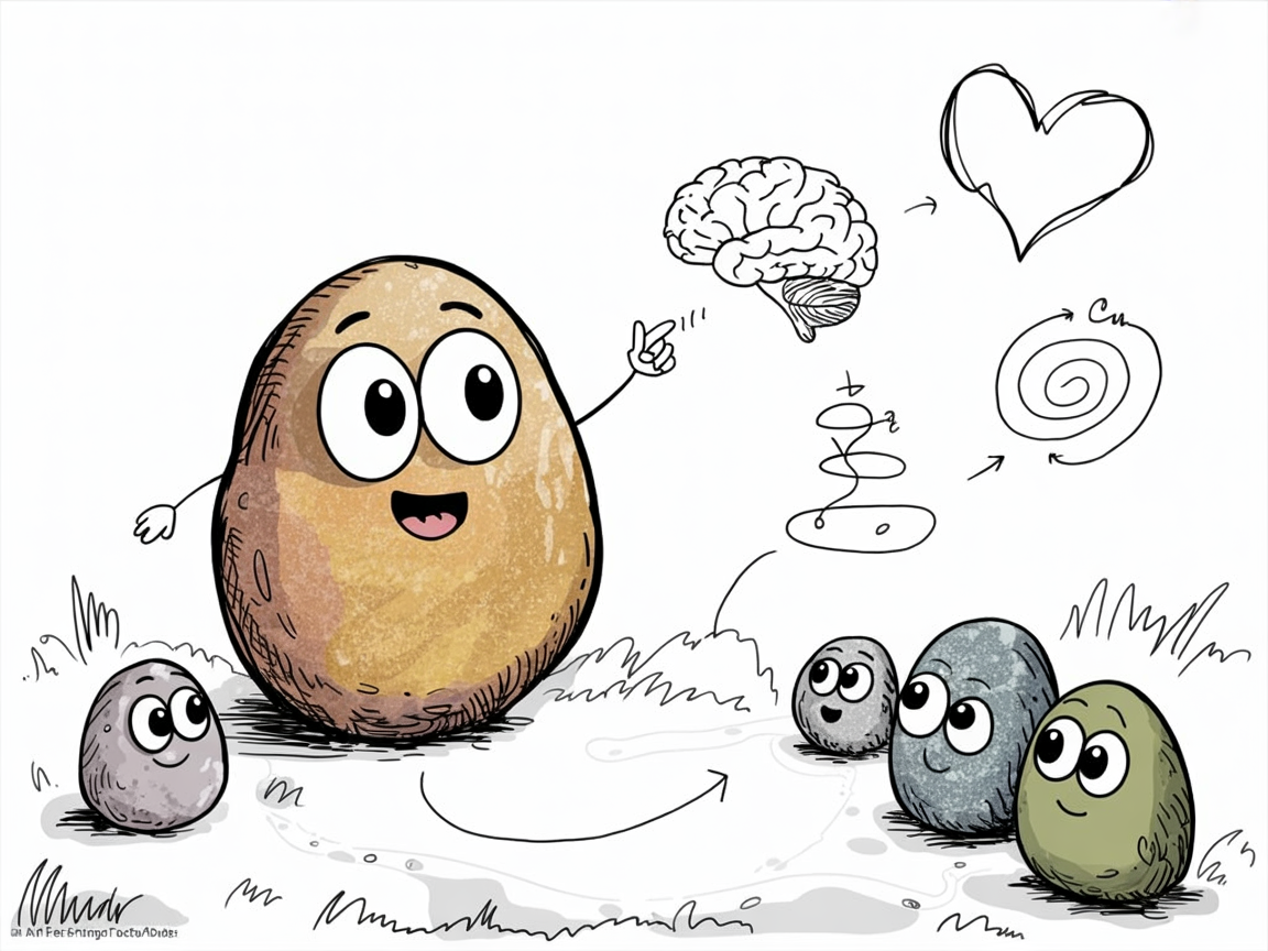 Stone character discovering brain based learning principles with curiosity