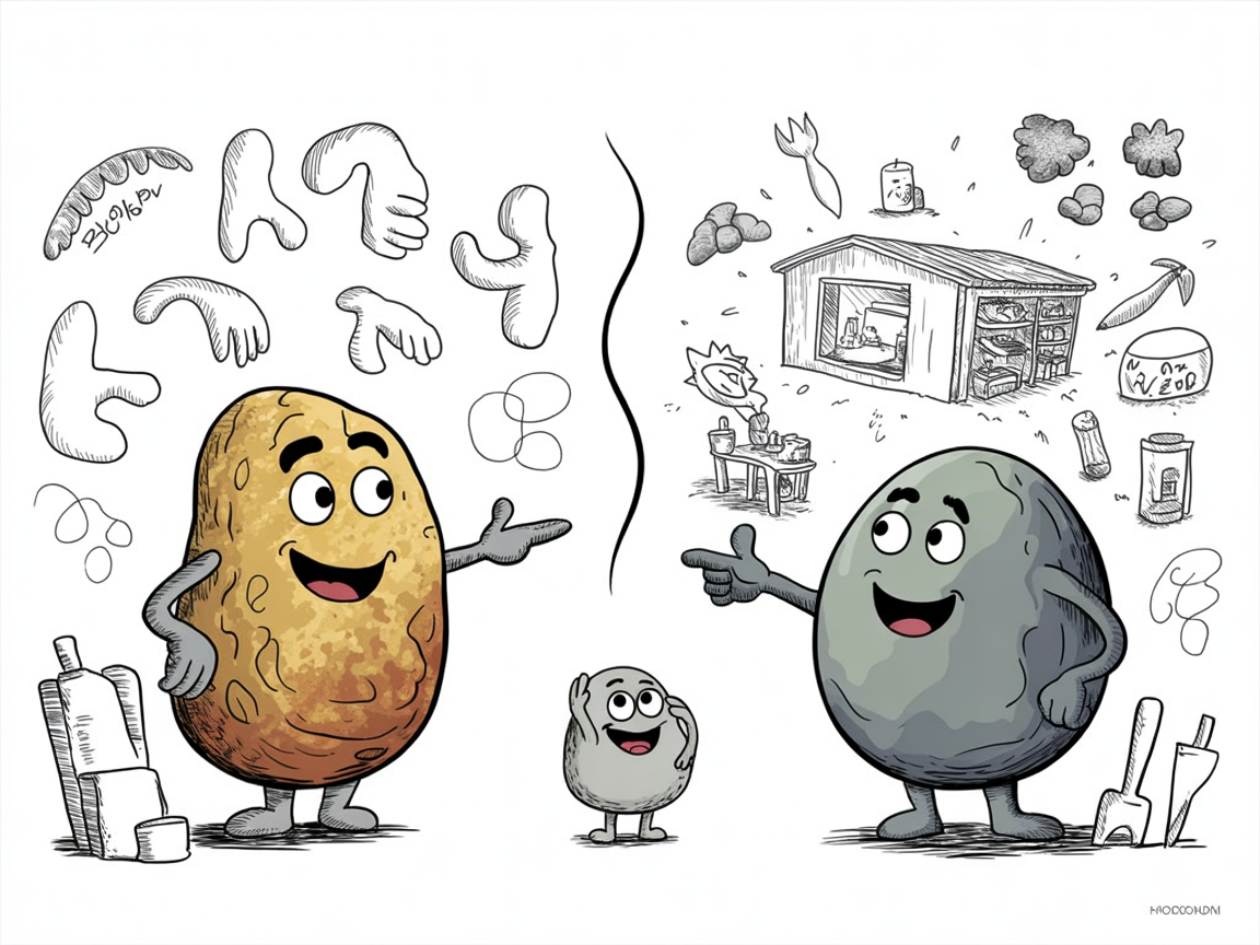 Stone characters comparing apprenticeships and trade school certification paths
