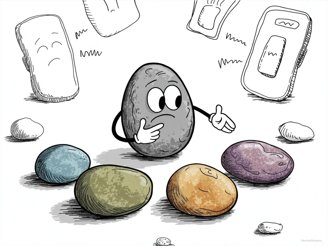 Stone characters evaluating phone plans for teen phone contract
