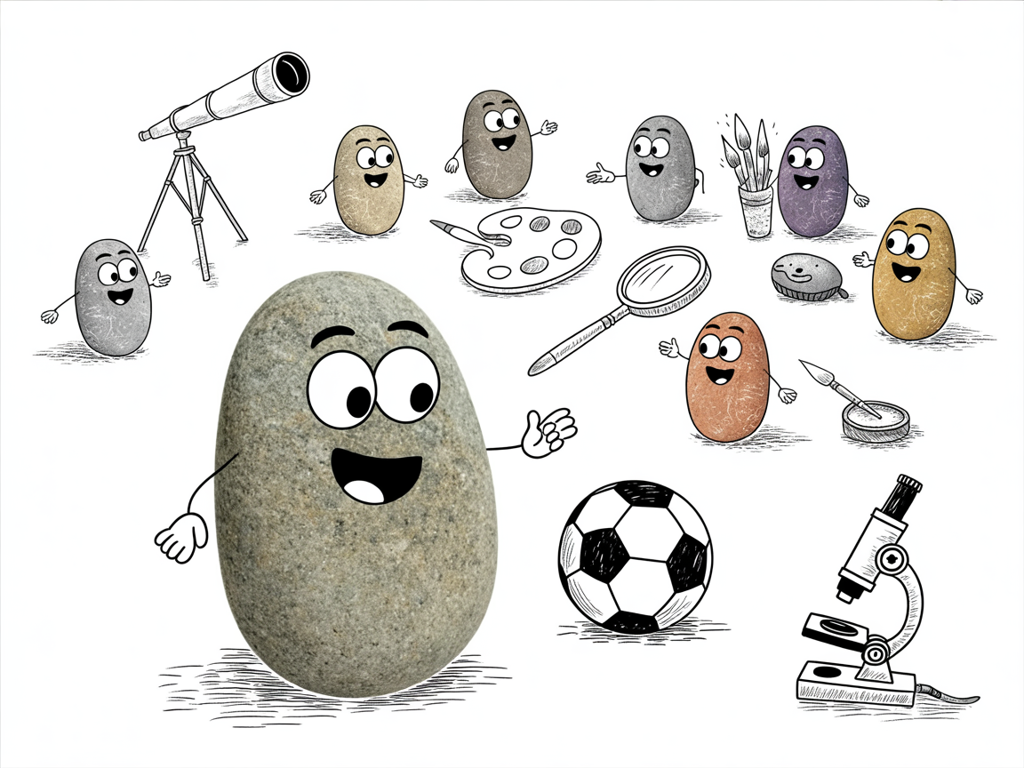 Stone characters exploring hands-on activities for homeschoolers