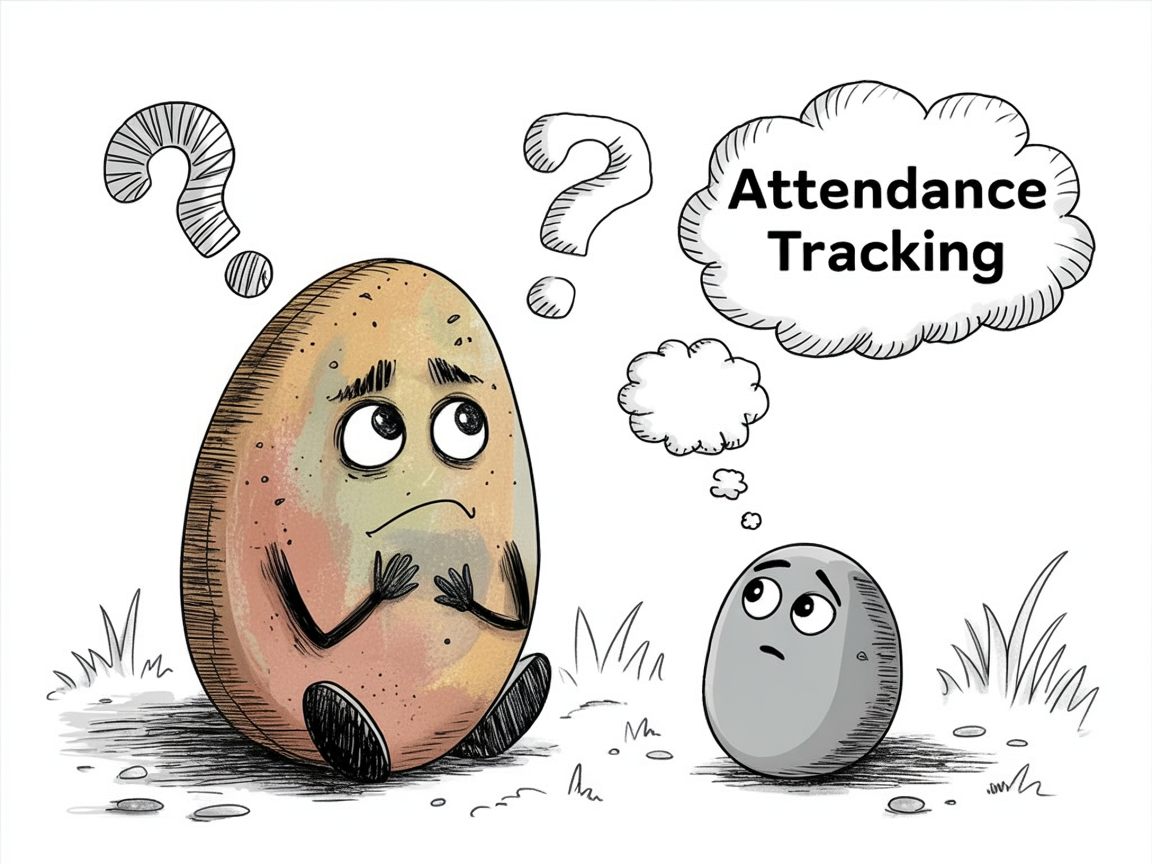 Stone characters considering homeschool attendance tracking needs