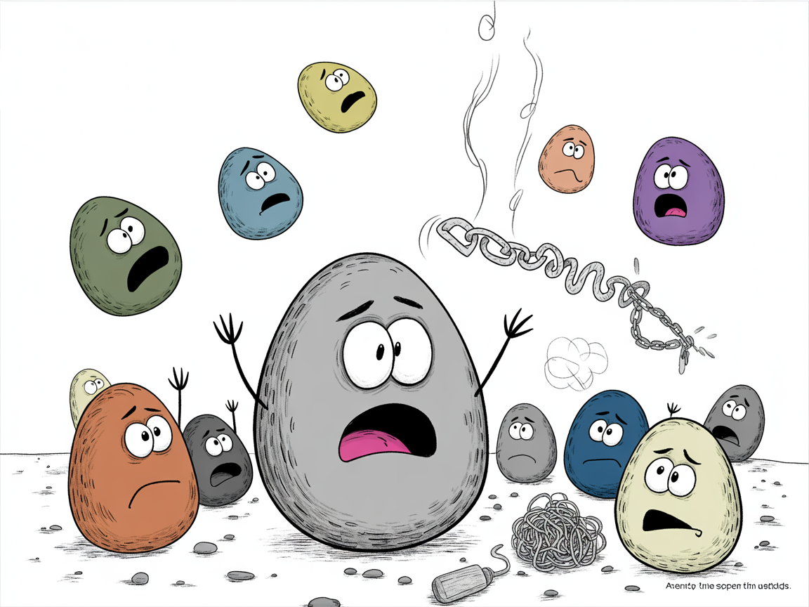 Stone character struggling with screen time limits enforcement challenges