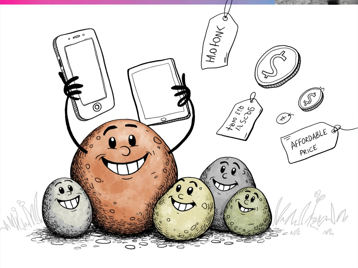 Stone characters sharing affordable augmented reality education tools and budget-friendly learning solutions