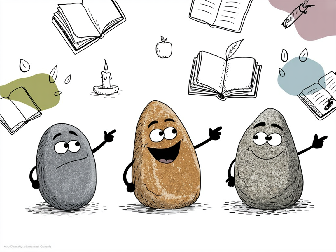 Stone characters representing different homeschool curriculum approaches