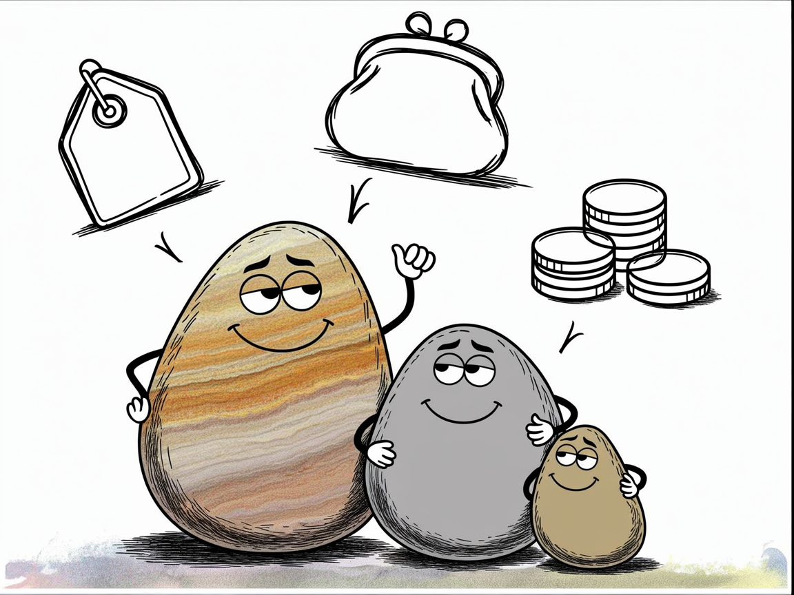 Stone characters evaluating budget options for homeschool science curriculum materials