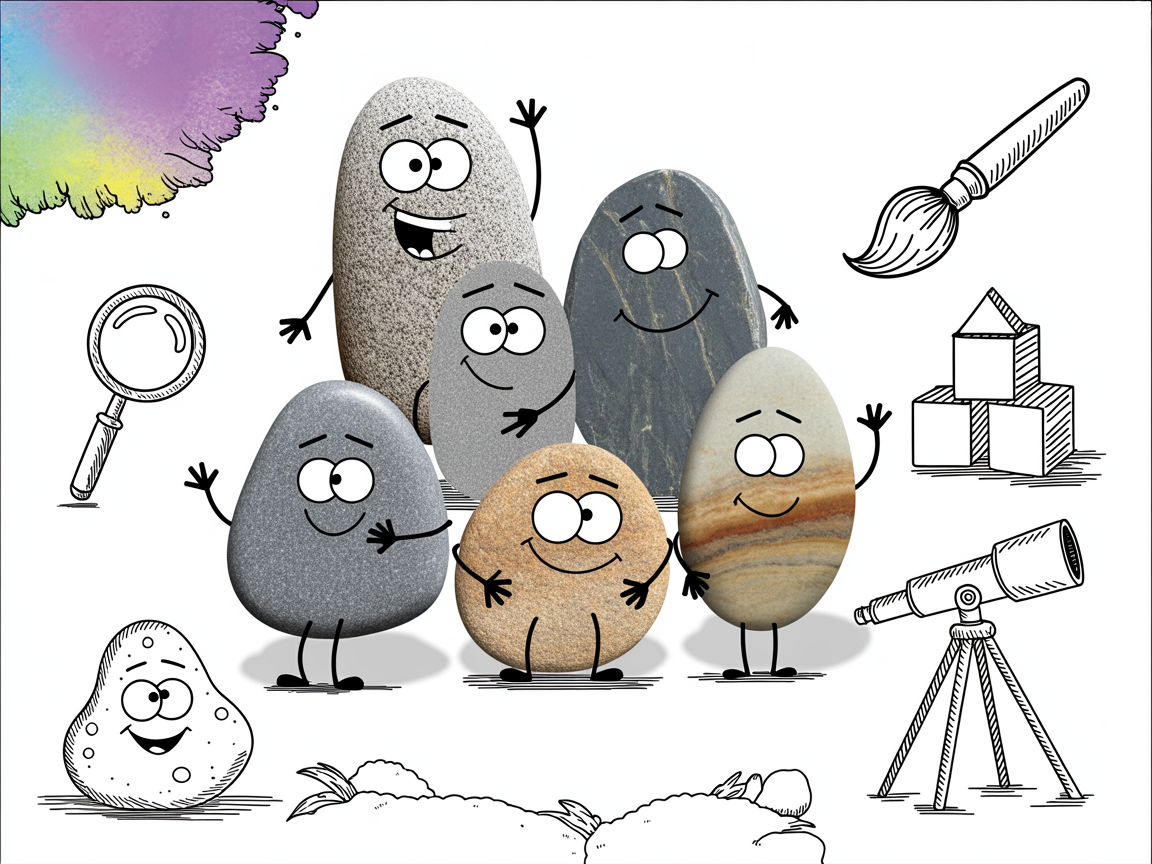 Diverse stone characters representing different learning styles for homeschool science curriculum