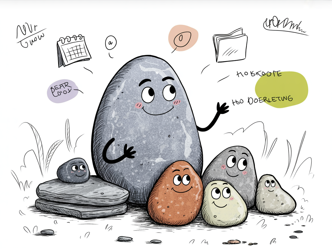 Anthropomorphic stones demonstrating documentation methods for unschooling in Florida