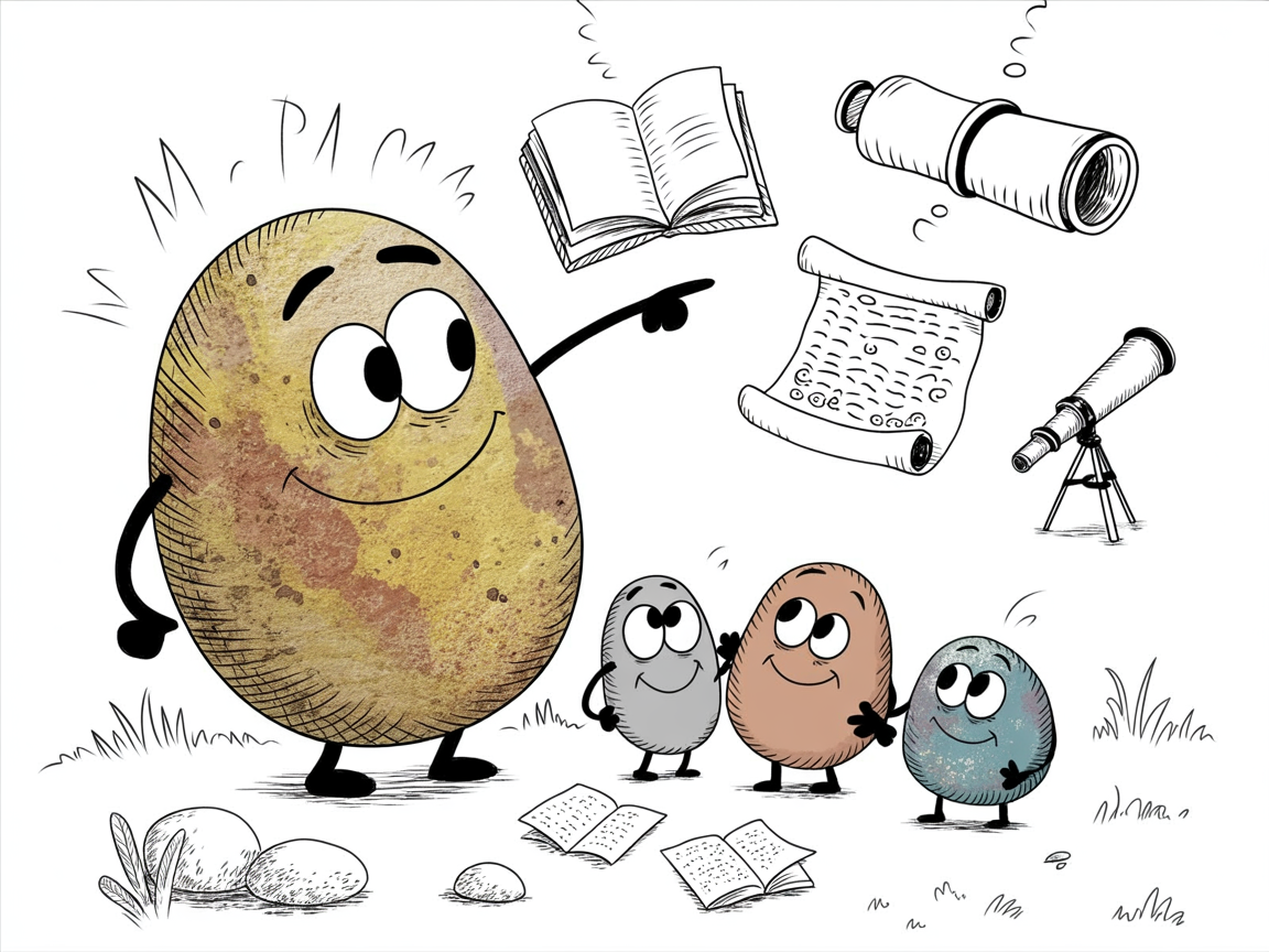 Stone characters exploring the good and the beautiful homeschool curriculum concept
