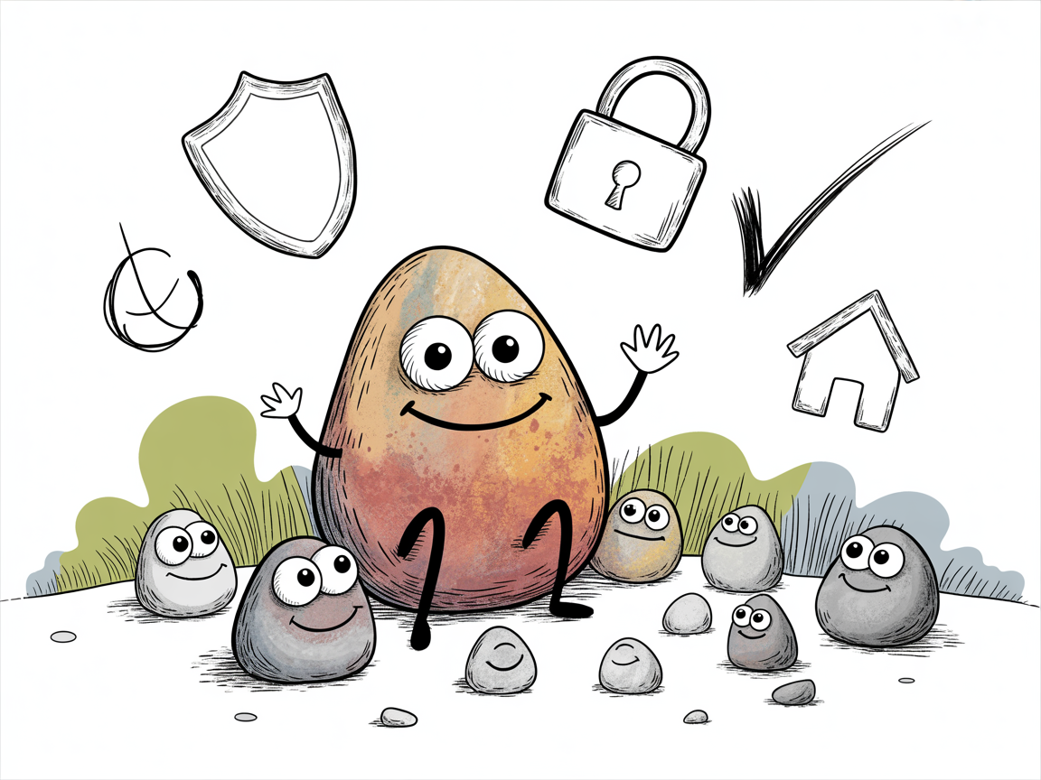 Stone characters learning elementary online safety for positive online reputation management