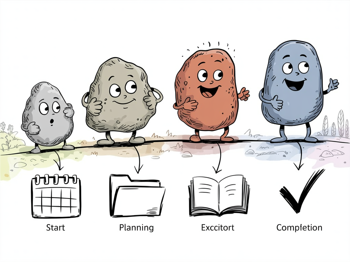 First-year homeschool timeline in Florida with stone characters marking progress milestones
