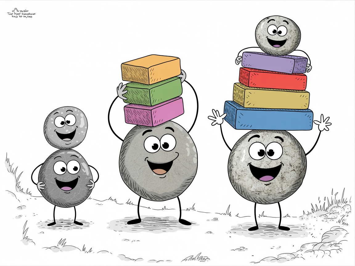 Multiple Florida scholarships stacked together shown with happy stone characters
