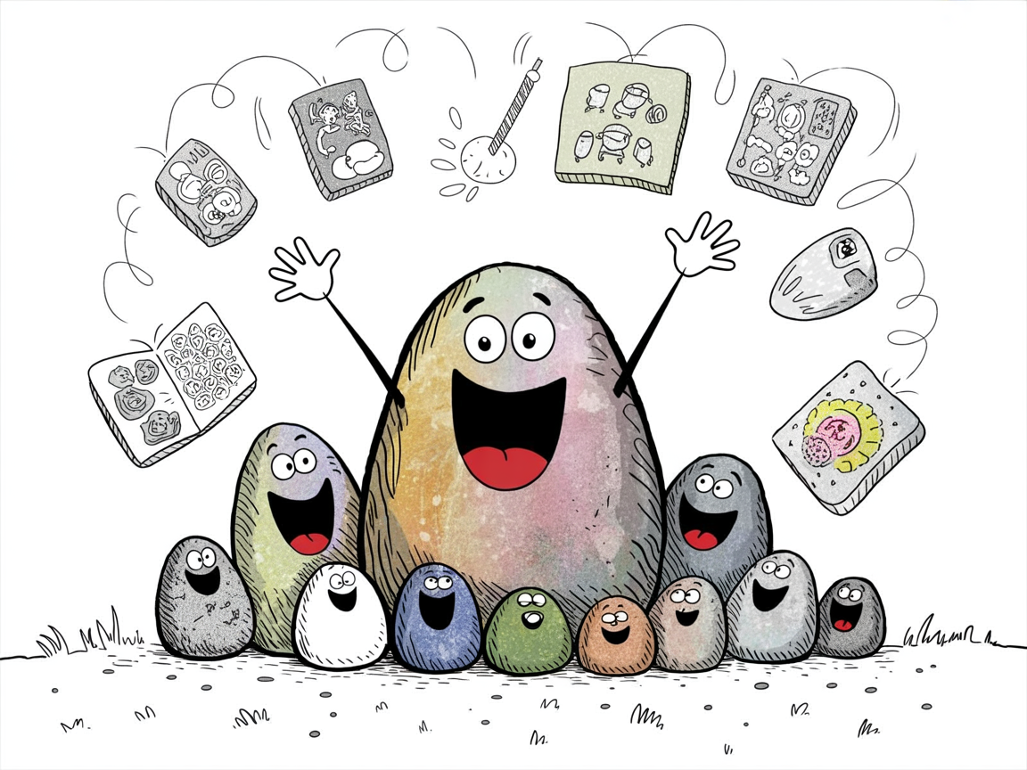 Stone characters exploring deeper learning in homeschool art curriculum for engaged students