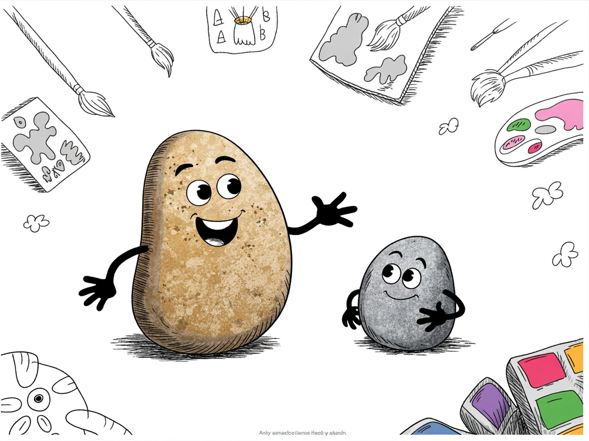 Stone characters showing encouragement for teaching homeschool art curriculum without experience