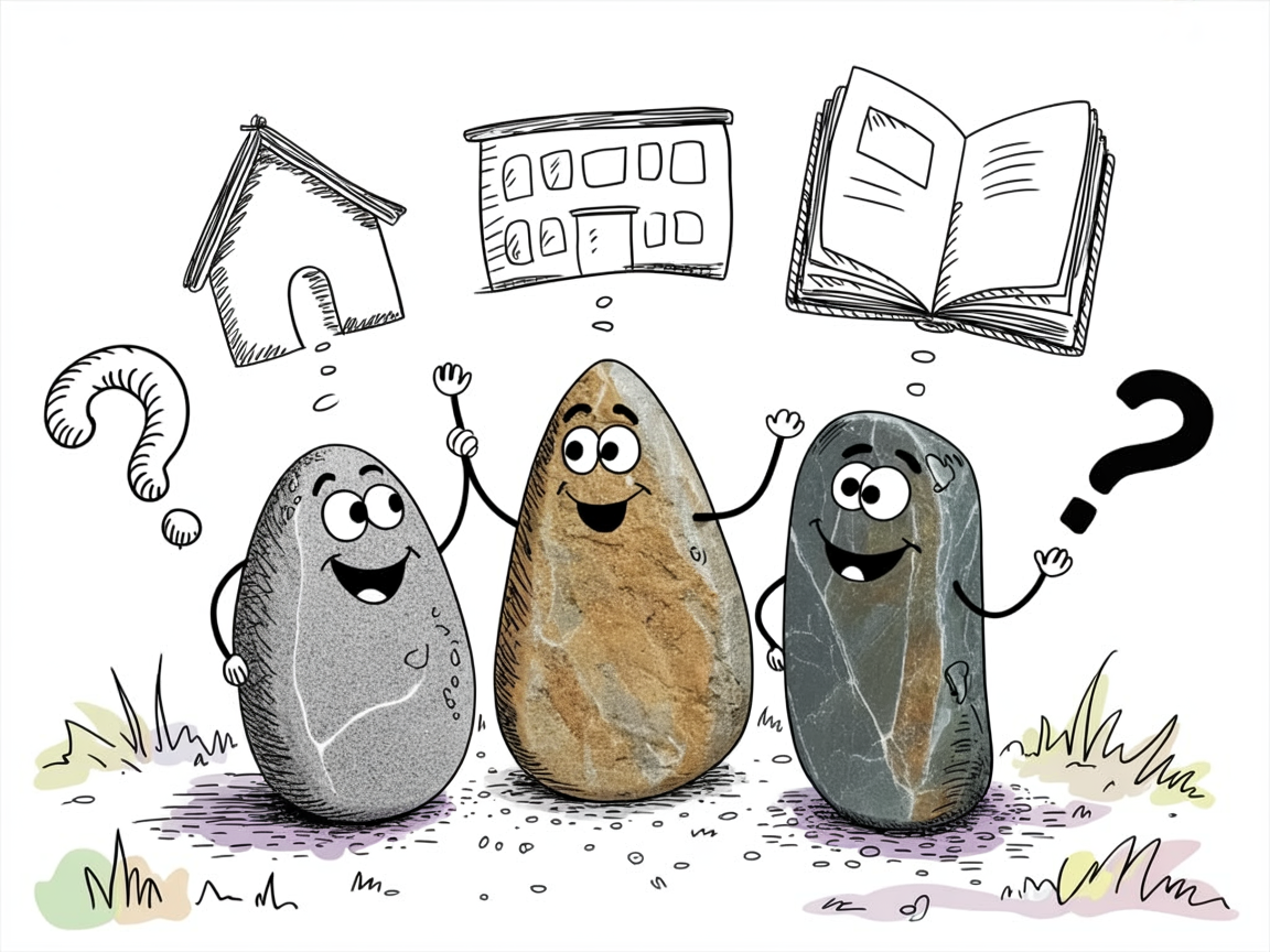 Stone characters considering different homeschool options together